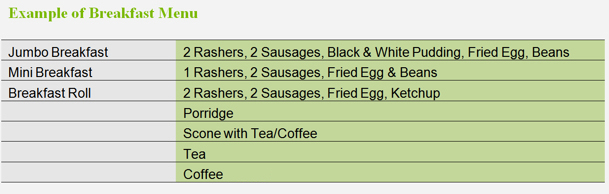 Breakfast Menu